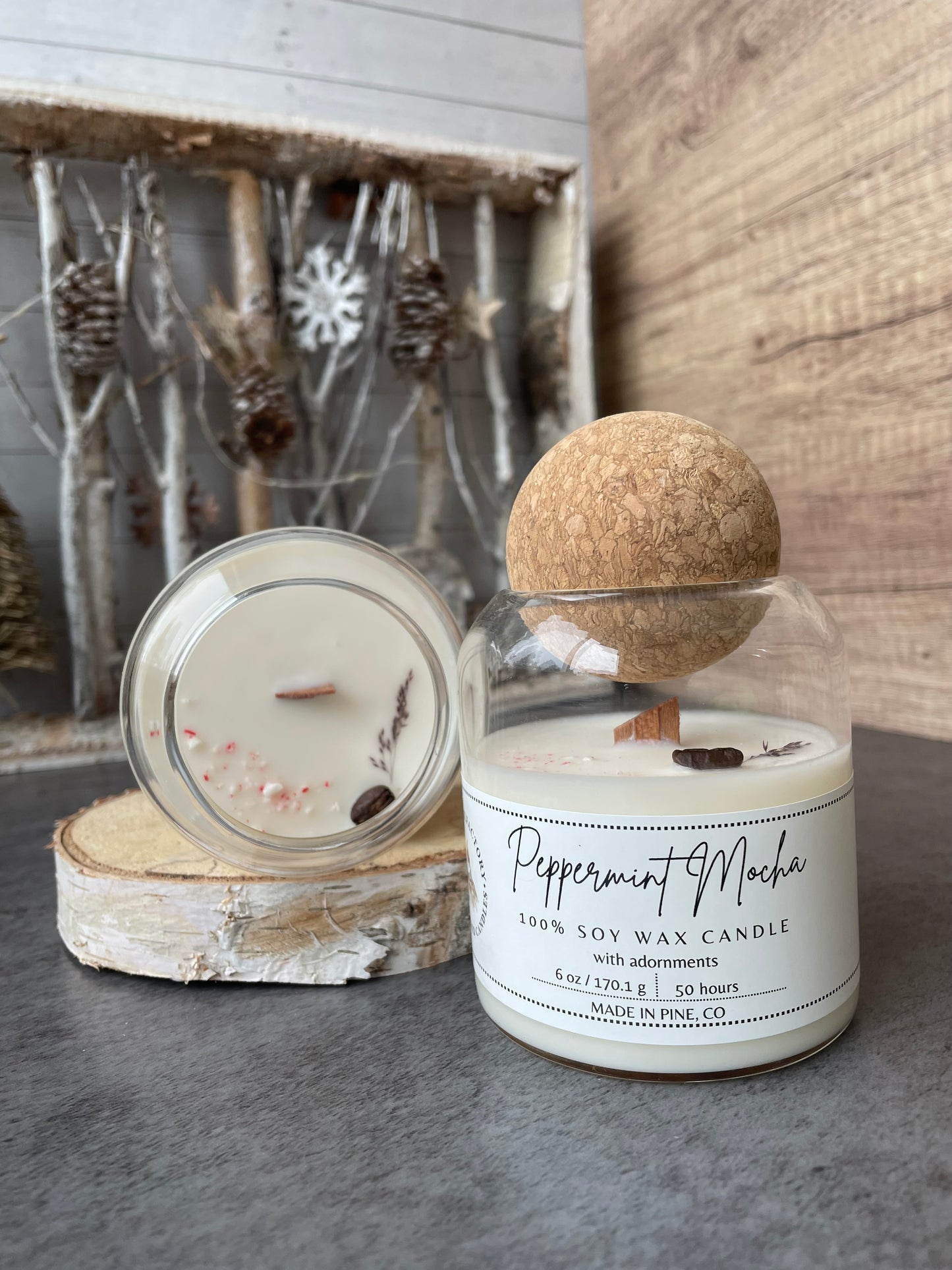 Peppermint Mocha Wooden Wick, 6 oz