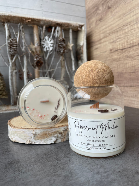 Peppermint Mocha Wooden Wick, 6 oz