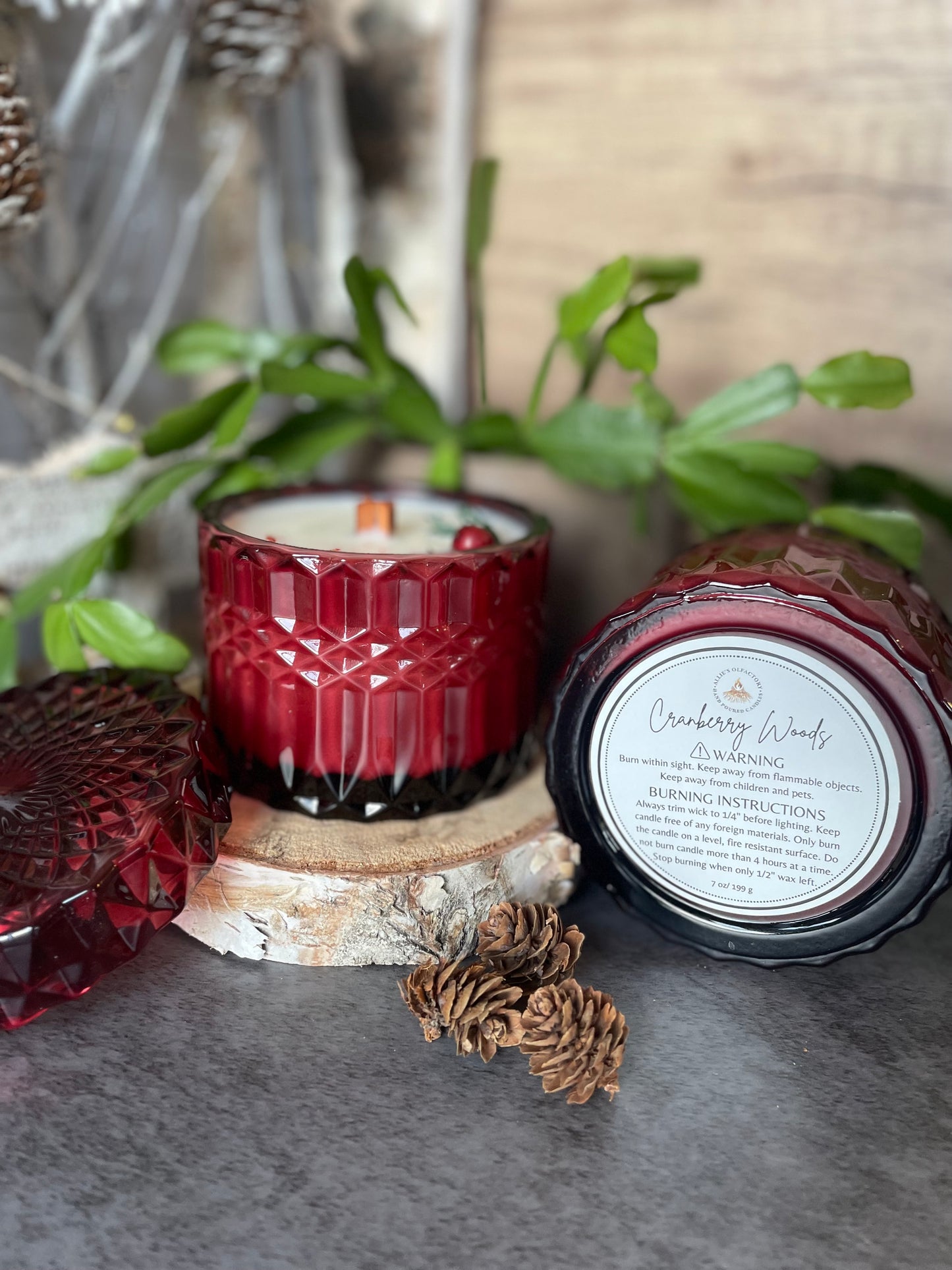 Cranberry Woods Wooden Wick, 7 oz