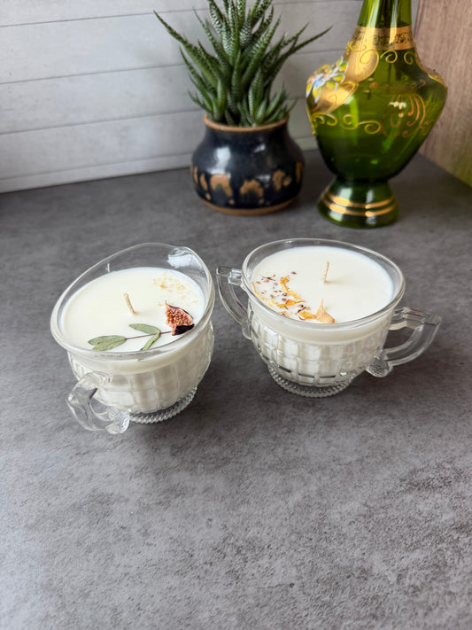 Fallen Leaves + Brown Sugar and Fig, 14 oz Cream and Sugar SET
