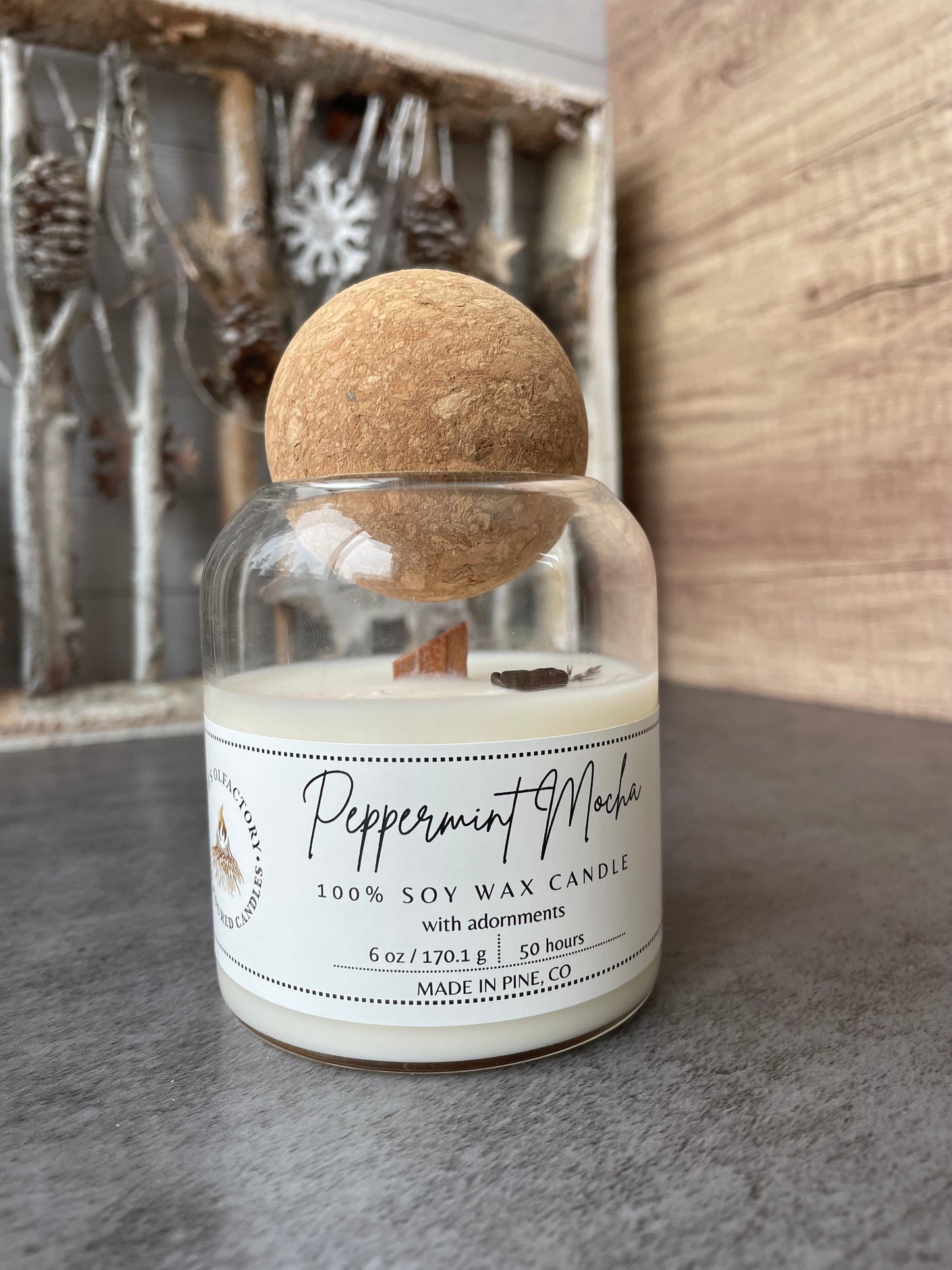 Peppermint Mocha Wooden Wick, 6 oz