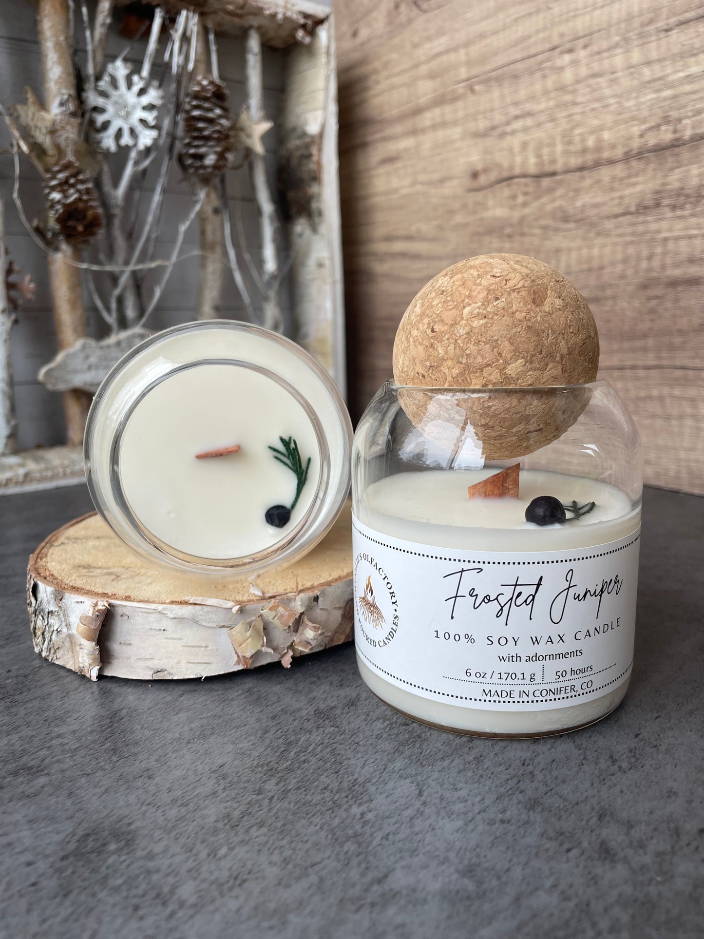 Frosted Juniper Wooden Wick, 6 oz