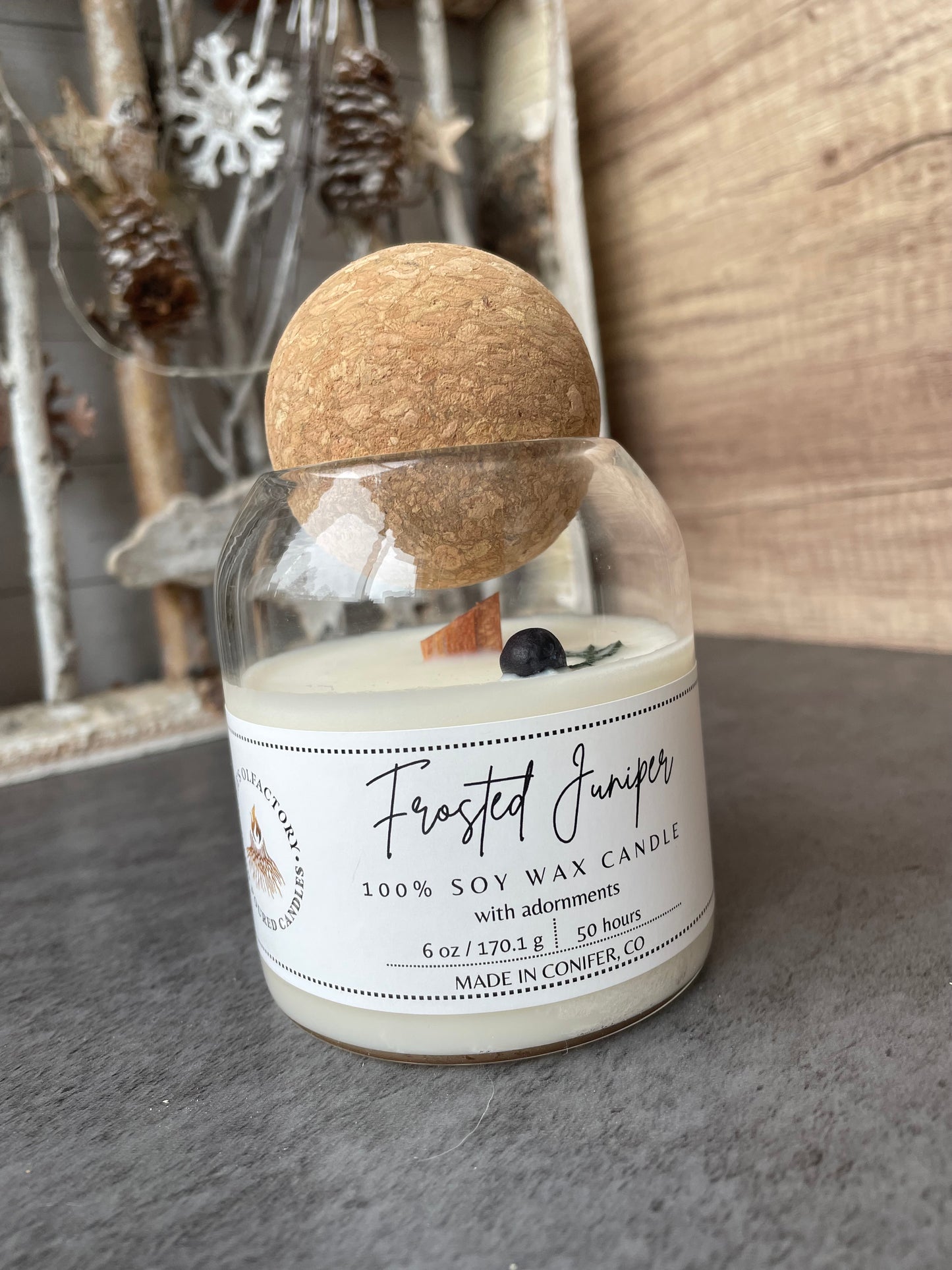 Frosted Juniper Wooden Wick, 6 oz